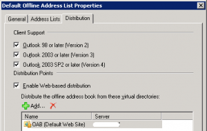 Unable to enable Offline Address Book for web distribution