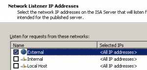 Publish incoming SMTP to the Exchange Server 2007 server with ISA Server 2006