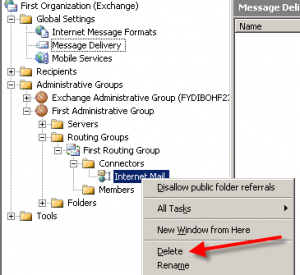 Route outbound email through the Exchange Server 2007 Hub Transport server
