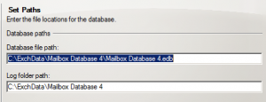Changing Default Mailbox Database Path in Exchange Server 2010