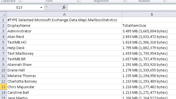 Get a List of the Top Exchange Server Mailboxes by Size