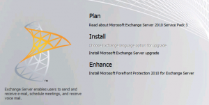 Installing Exchange Server 2010 Service Pack 3