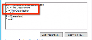 Exchange Server 2013 SSL Certificates Have Organization and Department Names Mixed Up
