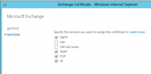 Checkboxes Greyed Out When Managing Services for an Exchange 2013 SSL Certificate