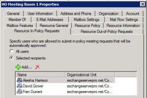 Output a List of In-Policy Users for a Resource Mailbox Using PowerShell