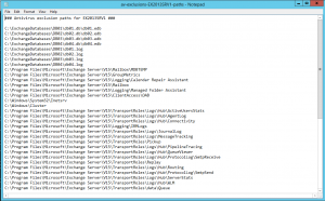 PowerShell Script to Generate Antivirus Exclusions List for Exchange Server 2013