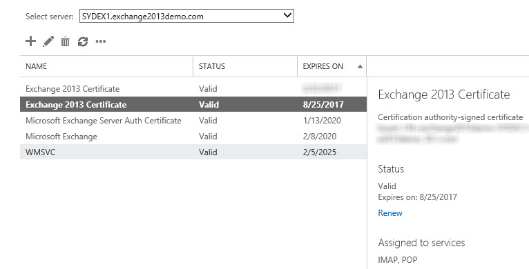 Exchange Server 2013 - Renewing an SSL Certificate