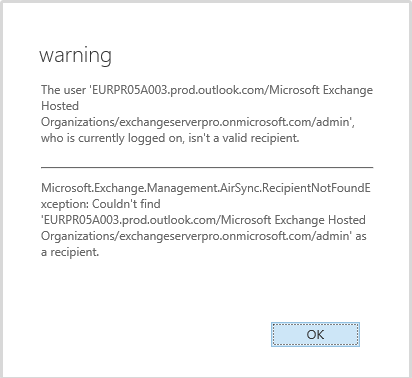 airsync recipient not found exception