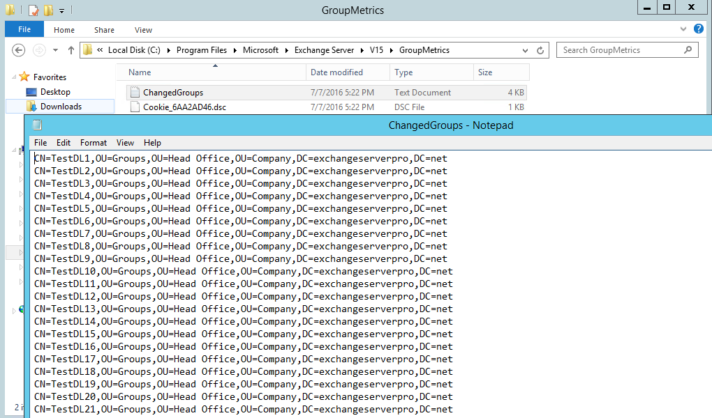 group metrics log file