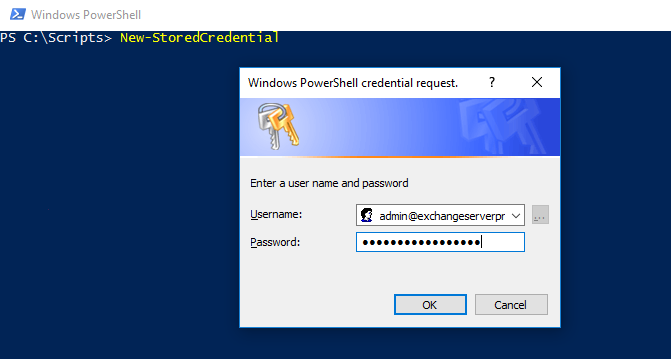 new stored credential popup