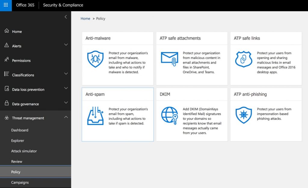 Office 365 Advanced Threat Protection Anti-phishing Policies