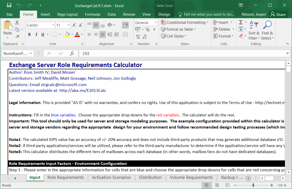 Using the Exchange Server Role Requirements Calculator