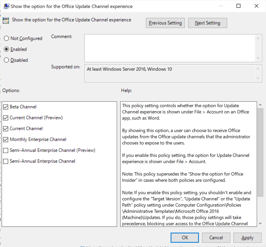 Switch between Office update channels and enable Teams Preview features |  Practical365