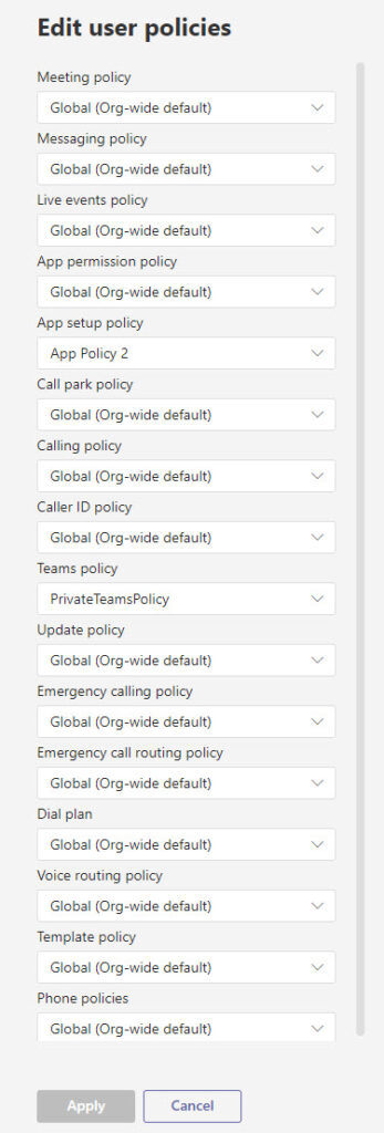 teams group policy assignment rank