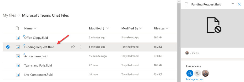 The files for Teams live components are stored in OneDrive for Business accounts
