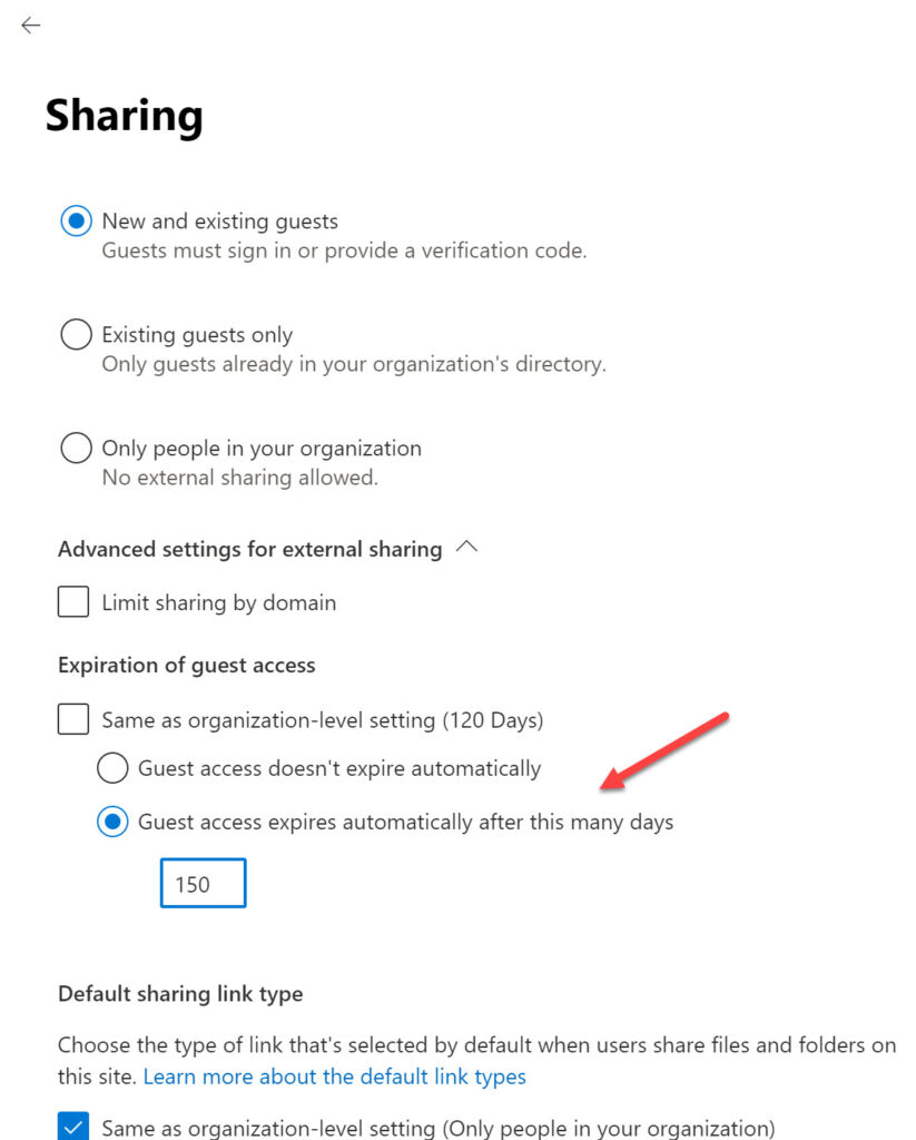 Configuring the guest expiration policy for a specific SharePoint Online site