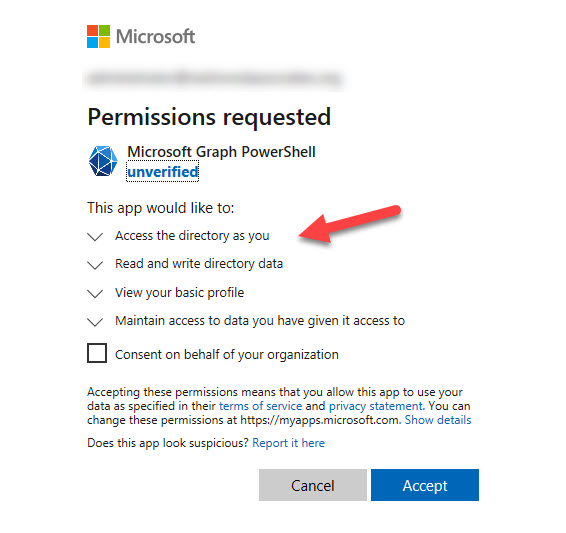 Azure AD prompts to grant consent for more permissions for the Graph SDK service principal