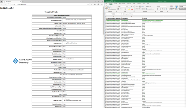 HTML and Excel export files for configurations