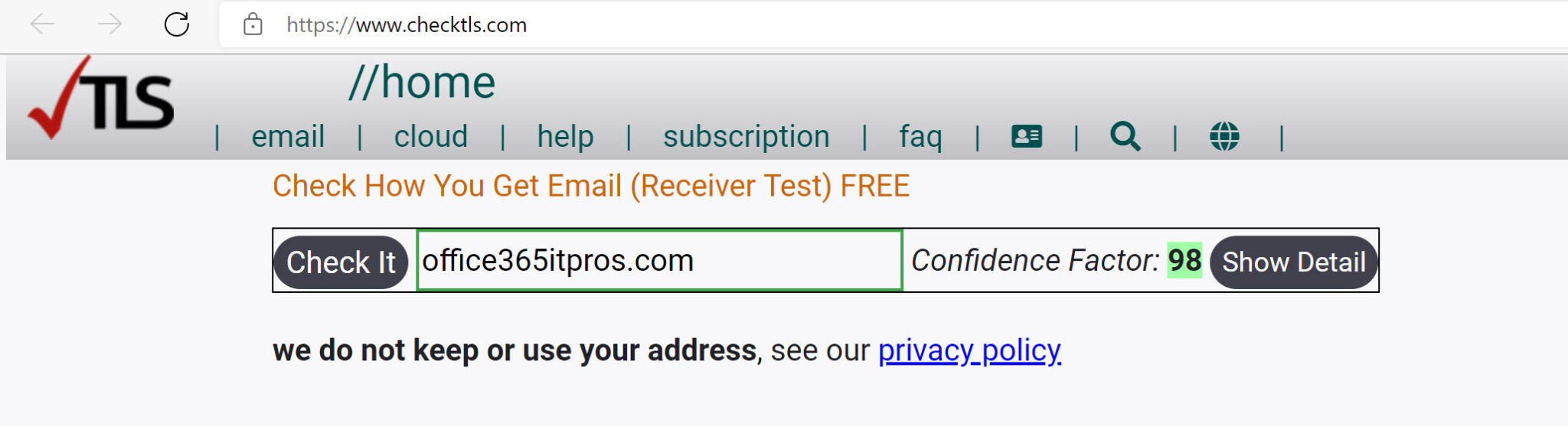email domain tls check