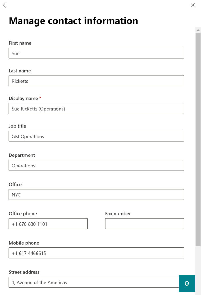 The new Azure AD account as viewed through the Microsoft 365 admin center