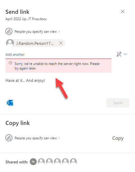 SharePoint Online can't share with a user from a blocked domain