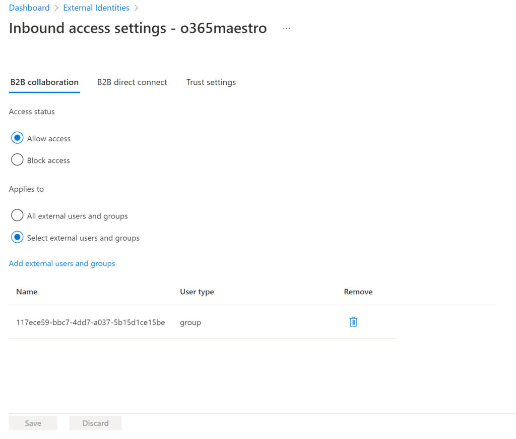 Updating inbound cross-tenant access settings for a Microsoft 365 organization