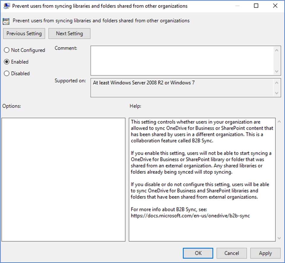 Prevent B2B sync in your environment by configuring this GPO setting.