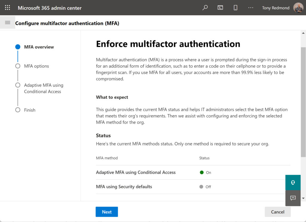 Managing Security Defaults in the Microsoft 365 admin center