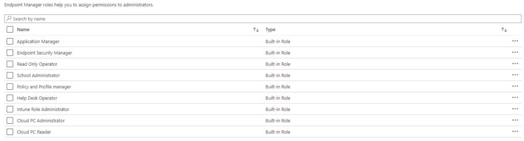 Intune RBAC Roles in Endpoint Manager