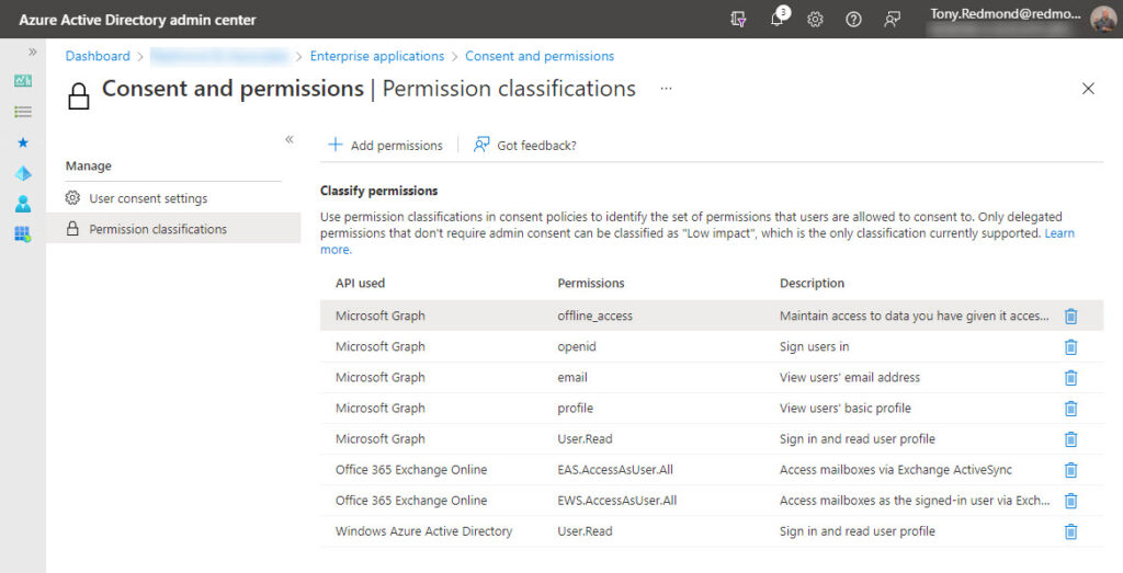 Azure AD permission classifications