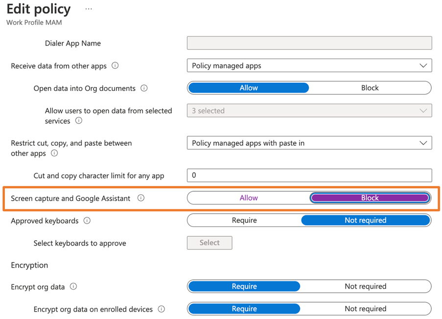 Using Intune App Protection Policy to protect corporate data