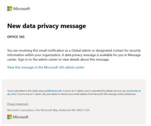 Microsoft 365 Data Privacy Message for Teams Usage Data Leak