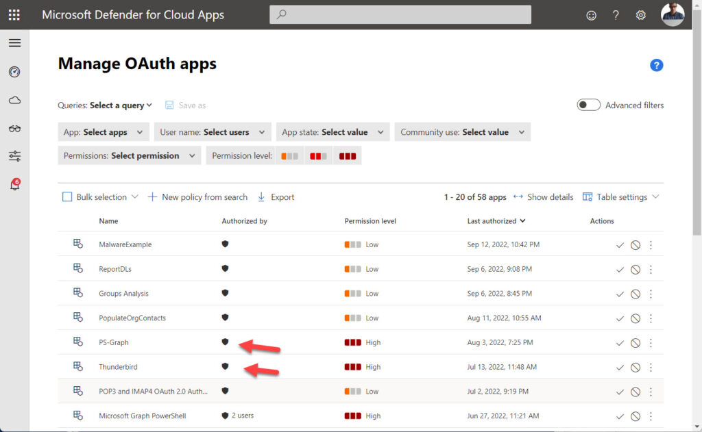 Managing OAuth apps using Microsoft Defender for Cloud Apps