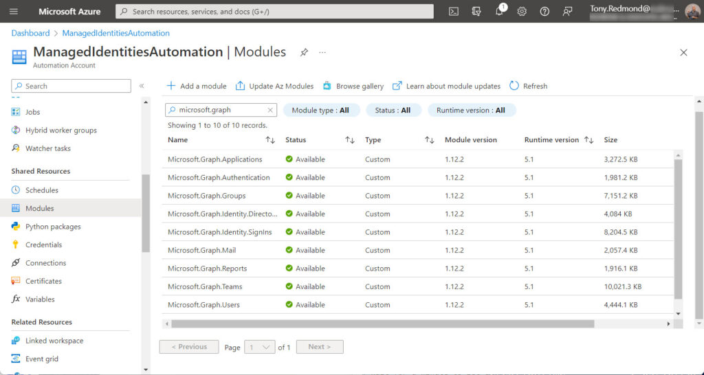 Microsoft Graph modules updated to the latest version