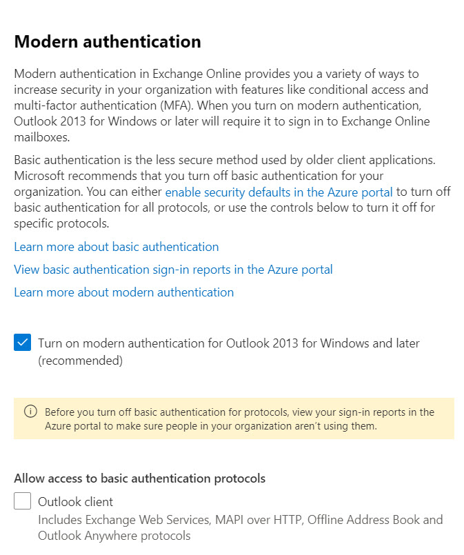 Amending the authentication policy for a tenant through the Microsoft 365 admin center