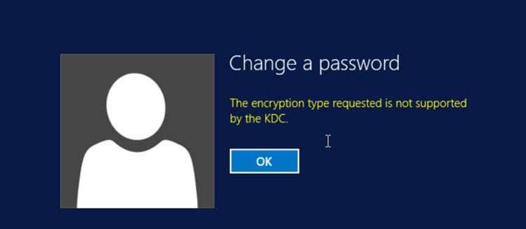 Figure 4: Password change error message