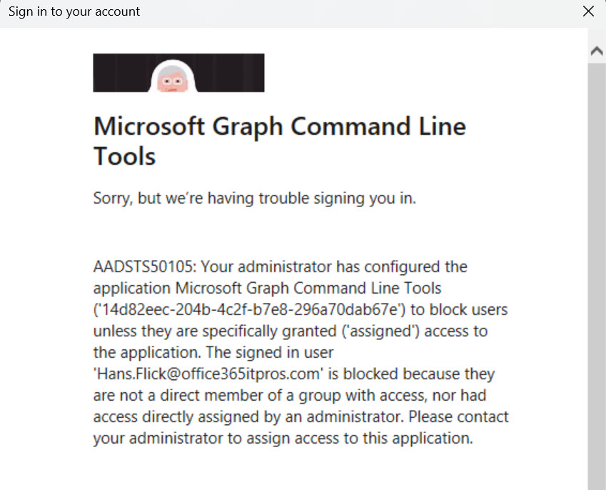  Problem accessing an Entra ID registered app when running Connect-MgGraph