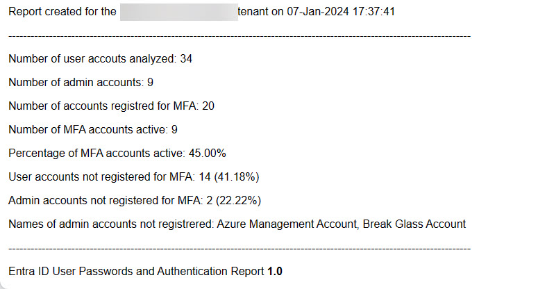 Tenant-level assessment of MFA enablement.