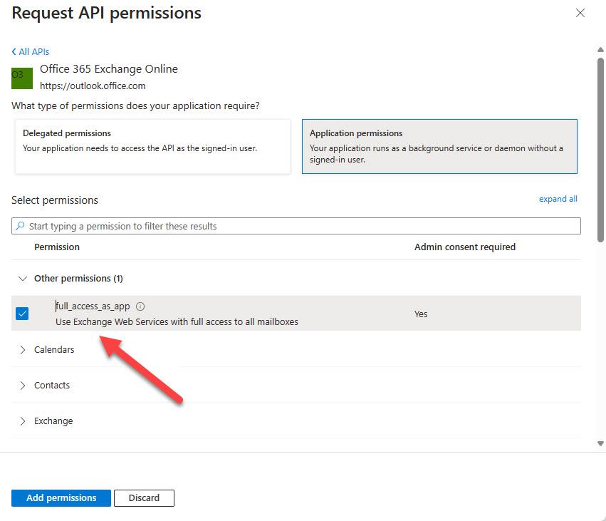  Assigning the full_access_as_app permission to an Entra ID registered app