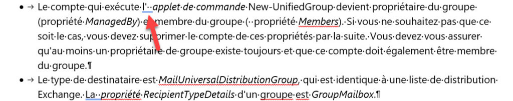 Extra spaces inserted into French text by SharePoint Translation.