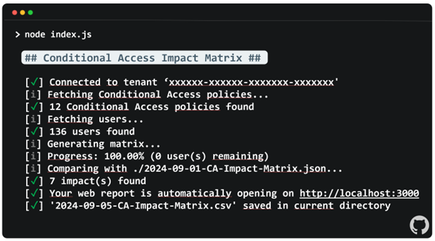 Running the Conditional Access Impact Matrix script