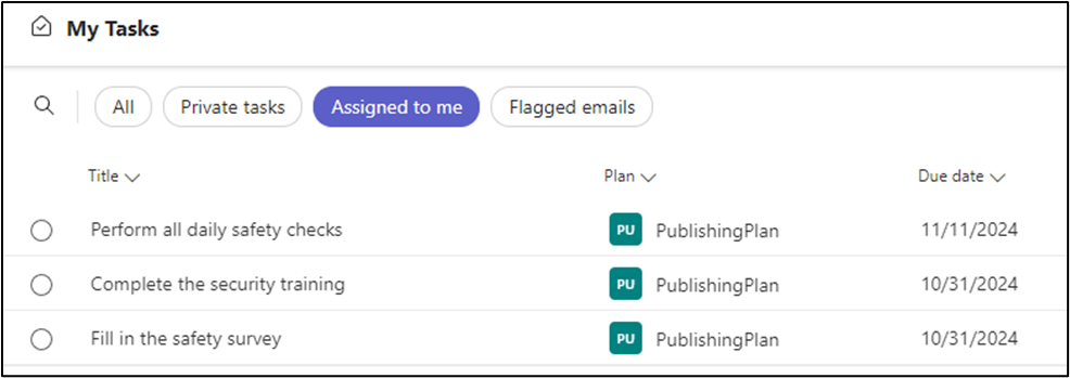 Figure 3: Tasks published for everyone to complete will create and assign the same set of tasks for each member of the team(s) they are published to