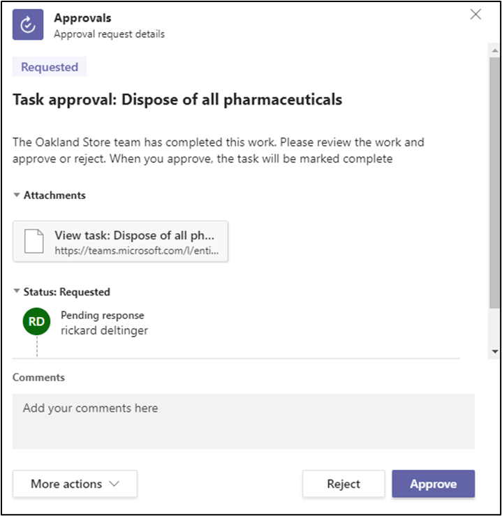 Figure 8: If the approver rejects the request, the assignee must re-request for an approval with the same or another approver