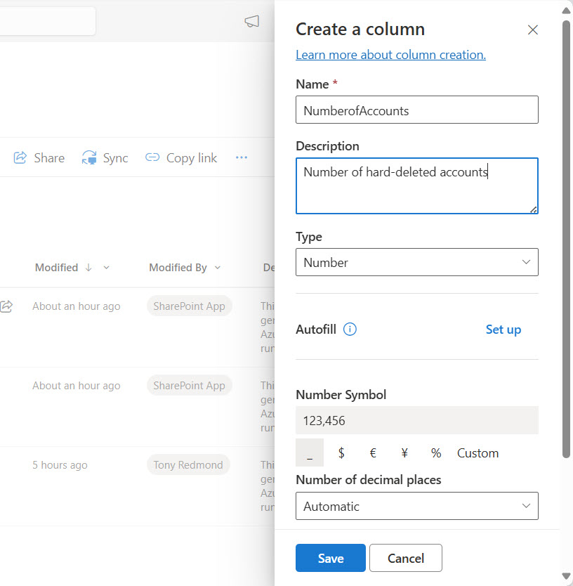 Adding a custom column for document metadata.