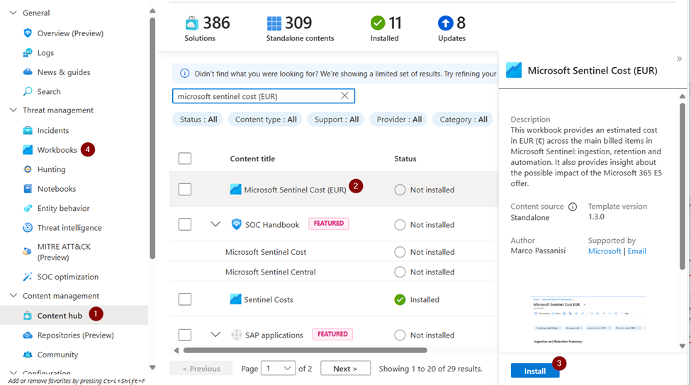 Figure 2: Installing the cost workbook