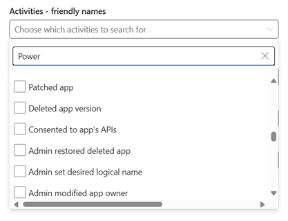 Figure 4: Power Apps Purview Activities