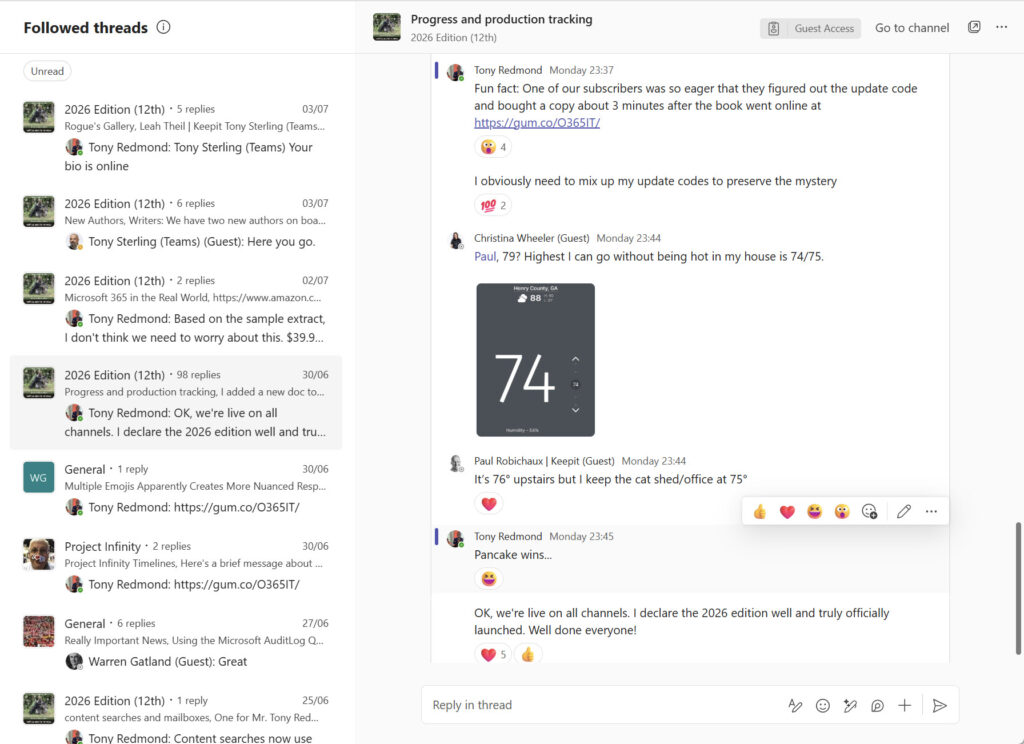 The Followed Threads view.