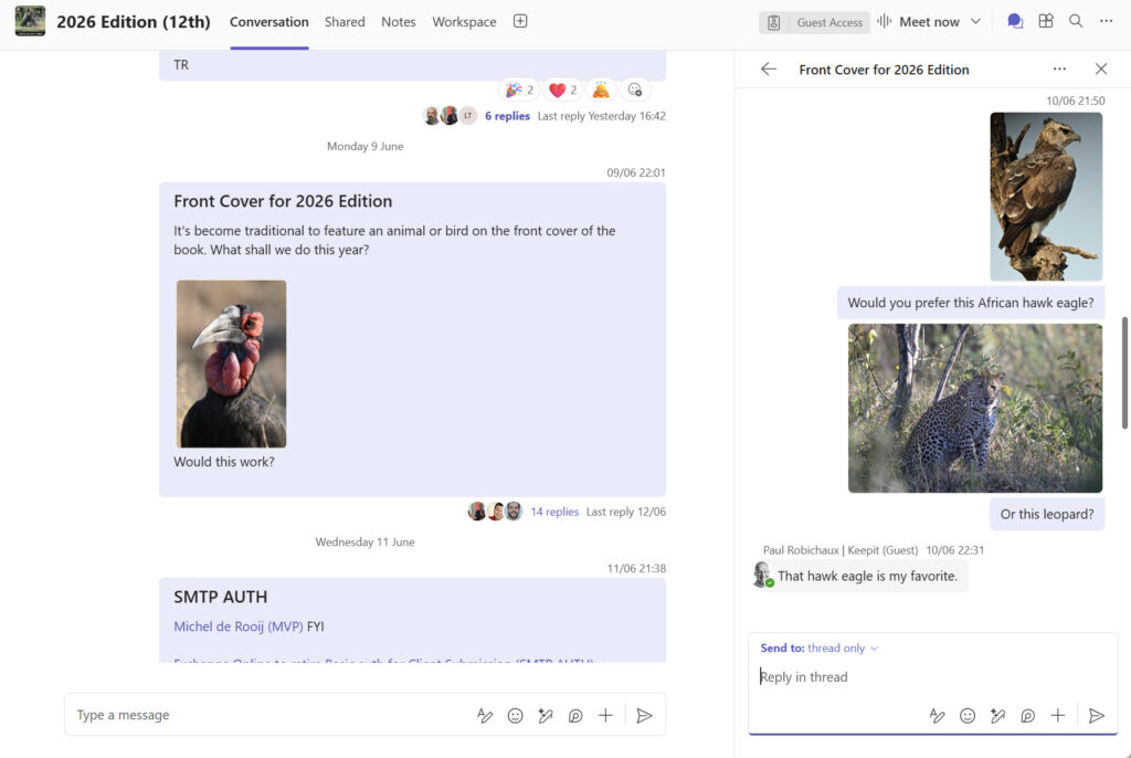 The threaded layout presents channel conversations in a different way.
