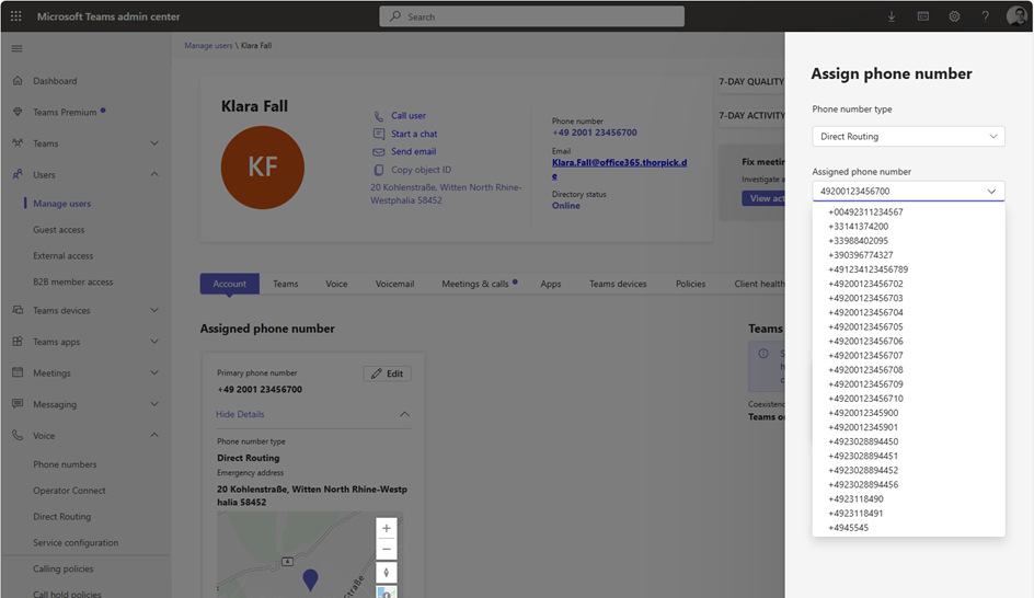 Phone numbers from the inventory are available for assignment