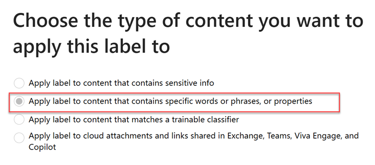 Figure 2: Retention label auto-apply policy
